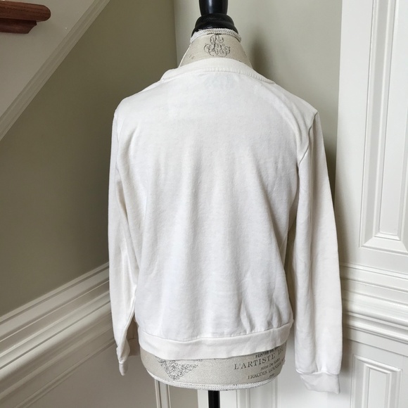 KISS Pull Over Sweatshirt Womens Medium Cream Animal Print Crew Neck Long Sleeve - Picture 10 of 11